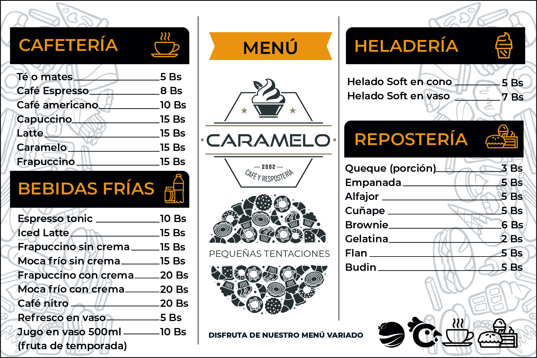 menú plaza de comidas azul azul